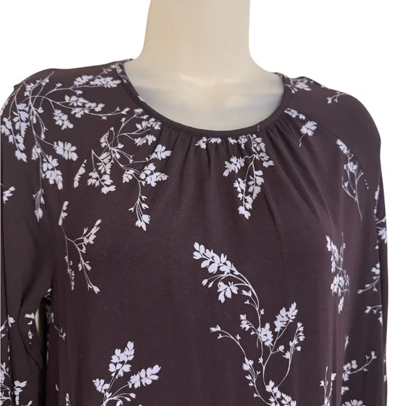 J. Jill Women's Wine/Gray Fall Floral Top SMALL #4 - Picture 2 of 8